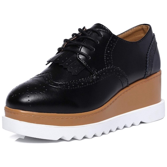 Shoes Black Laceup Platform Wedge Oxford Shoes Poshmark